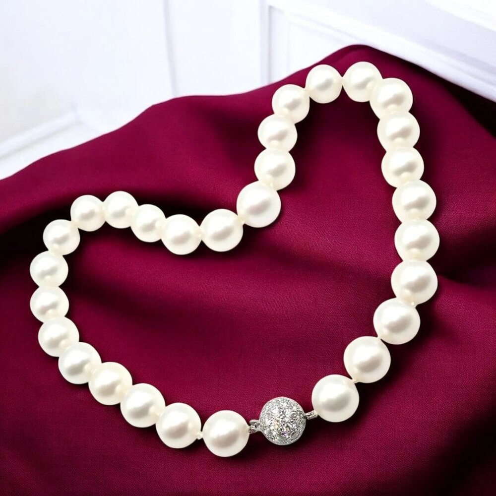 Authentic! Tiffany & Co Platinum Diamond South Sea Large Pearl Necklace Paper - Picture 2 of 15